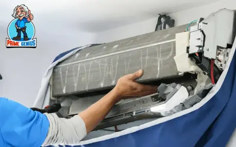 Cleaning HVAC.