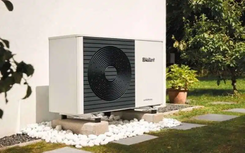 An outdoor Vaillant heat pump unit